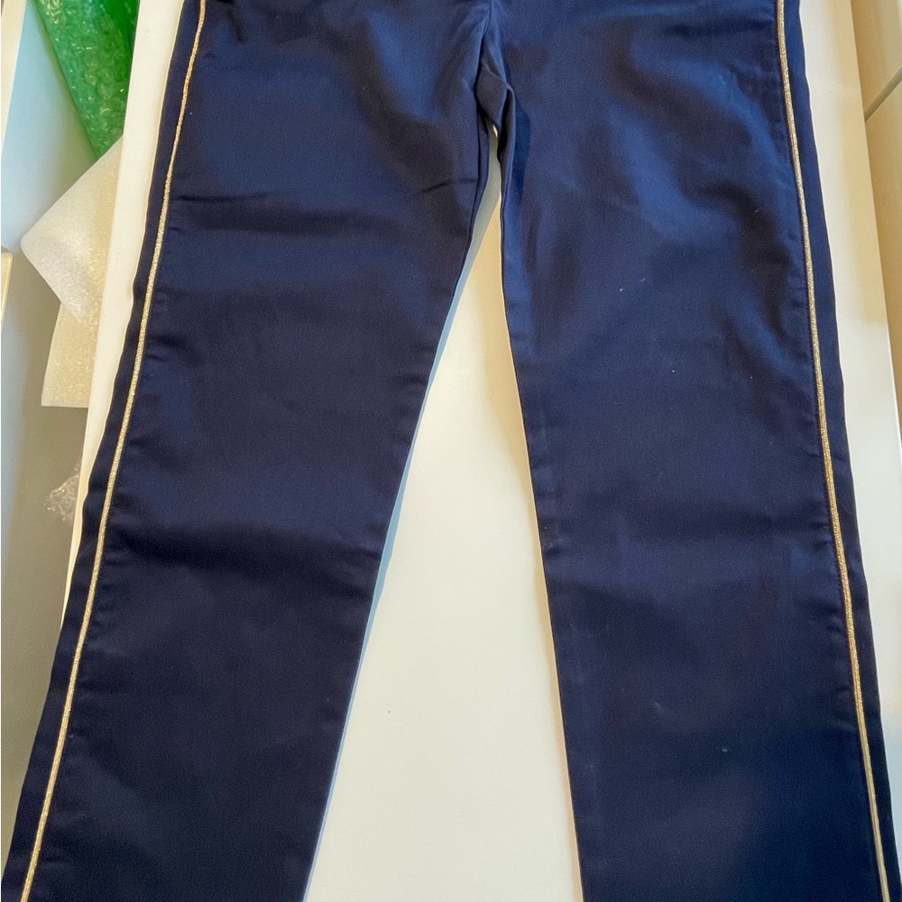 Janie and Jack Navy Trousers with Gold Accents